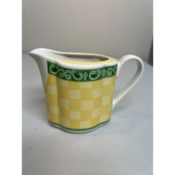 Villeroy Boch SWITCH 7 SUMMERHOUSE Cream Pitcher Sugar Bowl Set Yellow Green - Picture 7 of 12